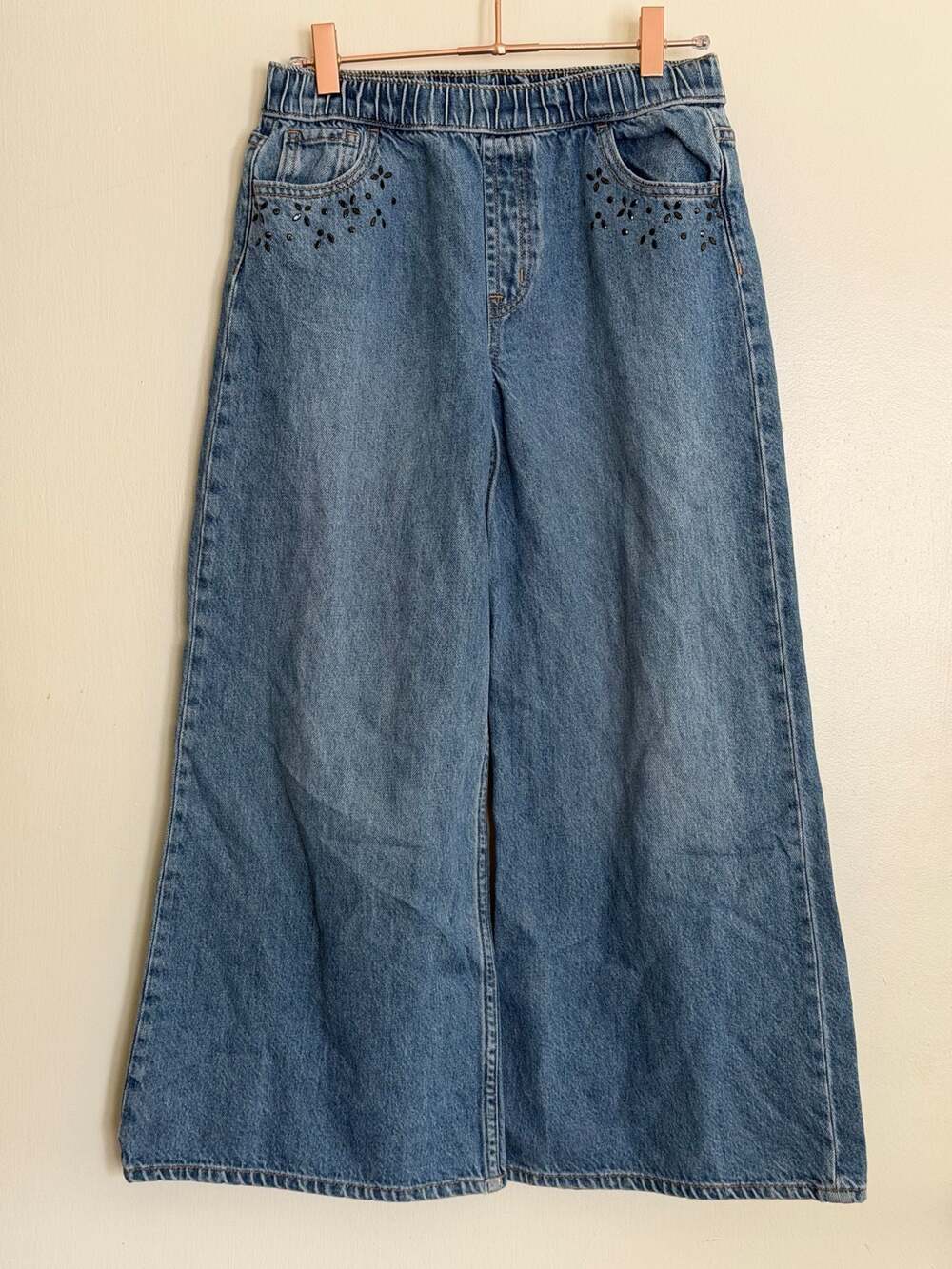 Gap Kids Wide Leg  BlueJeans  w Black Sparkle Detail XL (12)